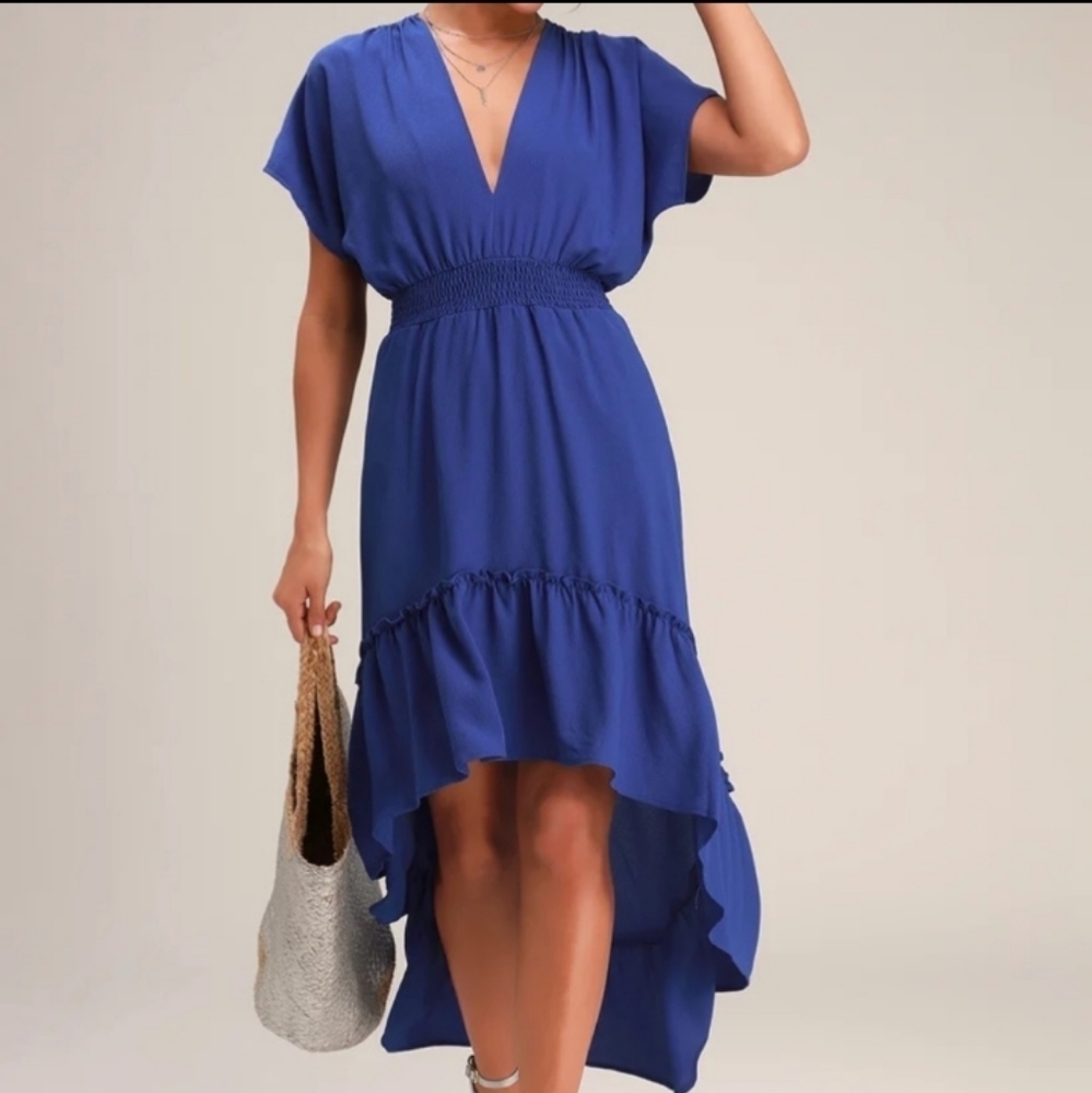 Lulu's Royal Blue High-Low Ruffle Dress - Picture 2 of 2
